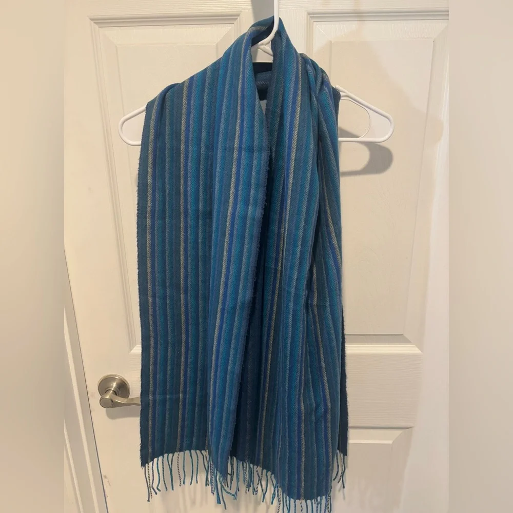 V. FRAAS Cashmink Blue Striped Scarf